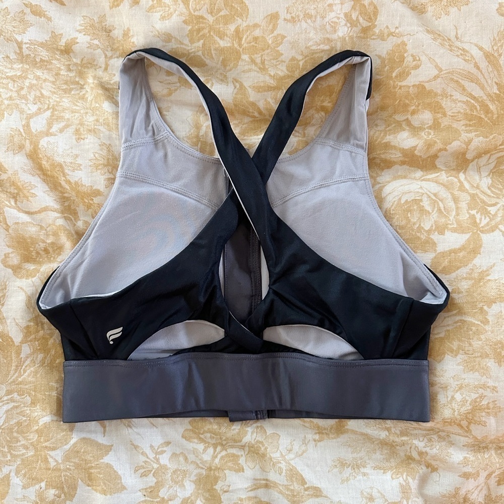 FABLETICS High Impact On the Go No-Bounce Sports Bra Zip Long Line Black Grey S - Picture 7 of 9